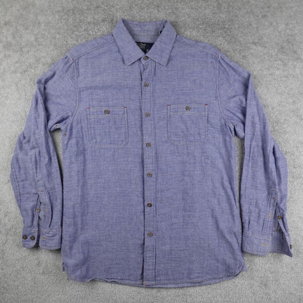Nat Nast Shirt Men's M Blue Luxury Originals Long Sleeve Button Up Cotton Vented
